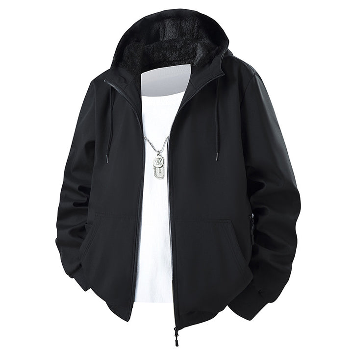 Herren Kapuzenjacke mit Teddyfutter, windabweisendem Außenstoff und geradem Schnitt Drune