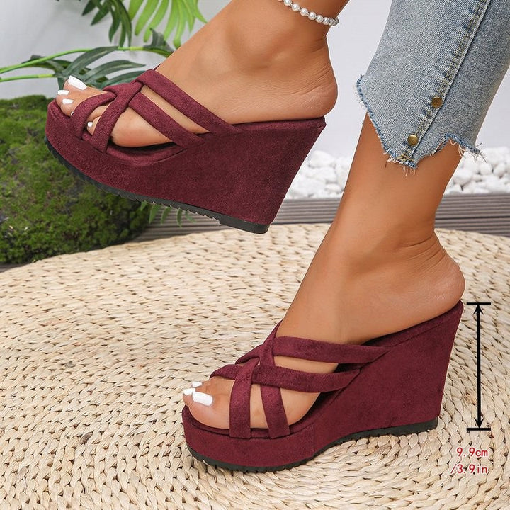Damen Wedge-Pantoletten mit raffiniertem Kreuzriemen-Design und bequemer Sohle Drune