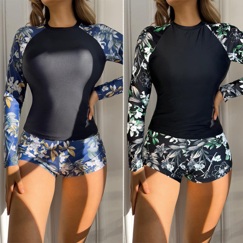 Damen Langarm Rashguard mit floralem Muster Drune