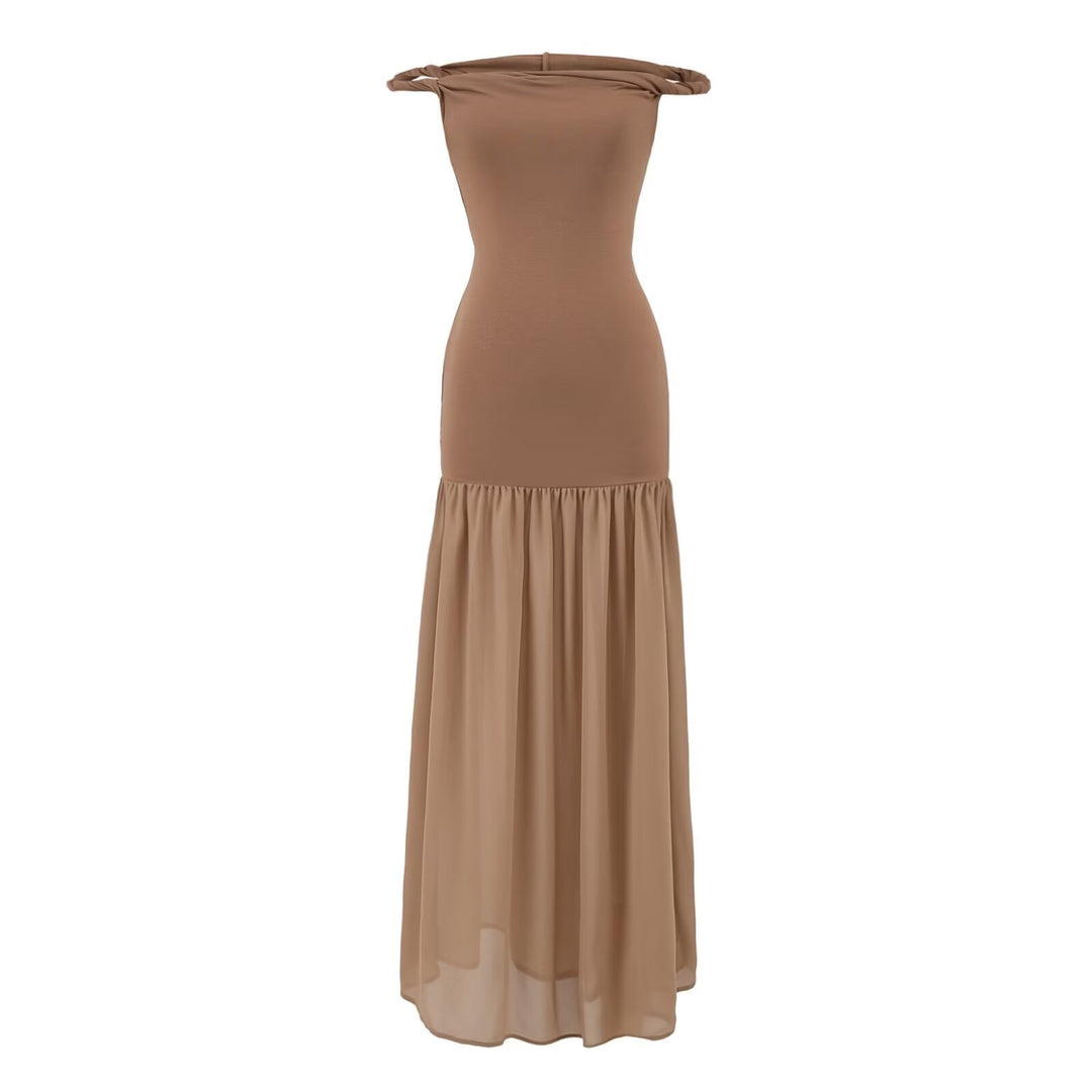 Damen Maxi-Kleid mit elegantem Schößchen Drune