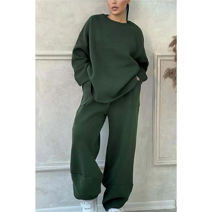Damen bequemes Oversize-Loungewear-Set mit hohem Kragen und elastischen Bündchen