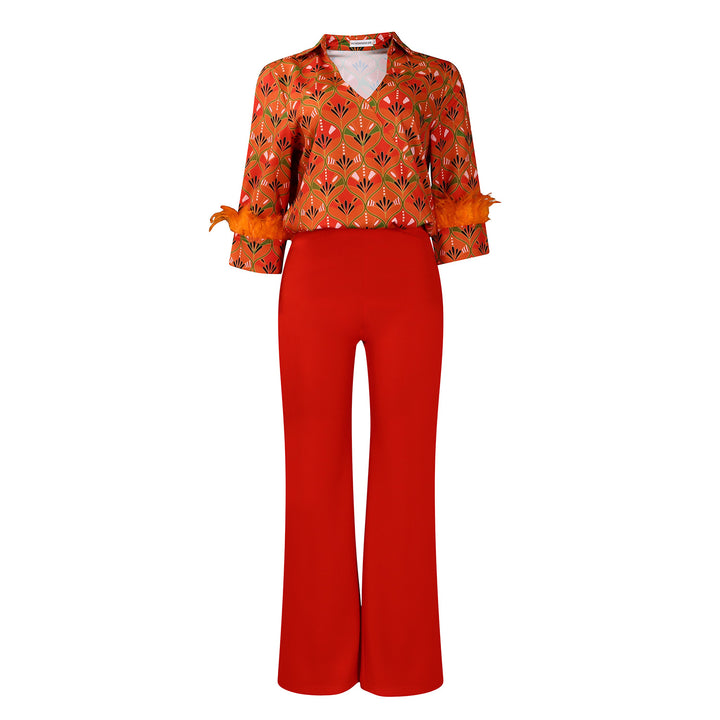 Damen Mode Ensemble mit trendigem floralem Muster und eleganten Details Drune
