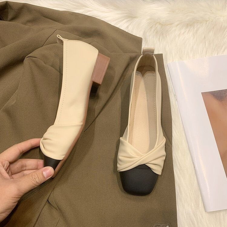 Damen Ballerinas mit modernem Knotendesign und kontrastierender Sohle Drune