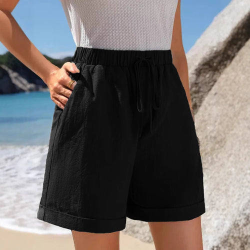 Damen Luftige Sommershorts mit elastischem Bund und Kordelzug Drune