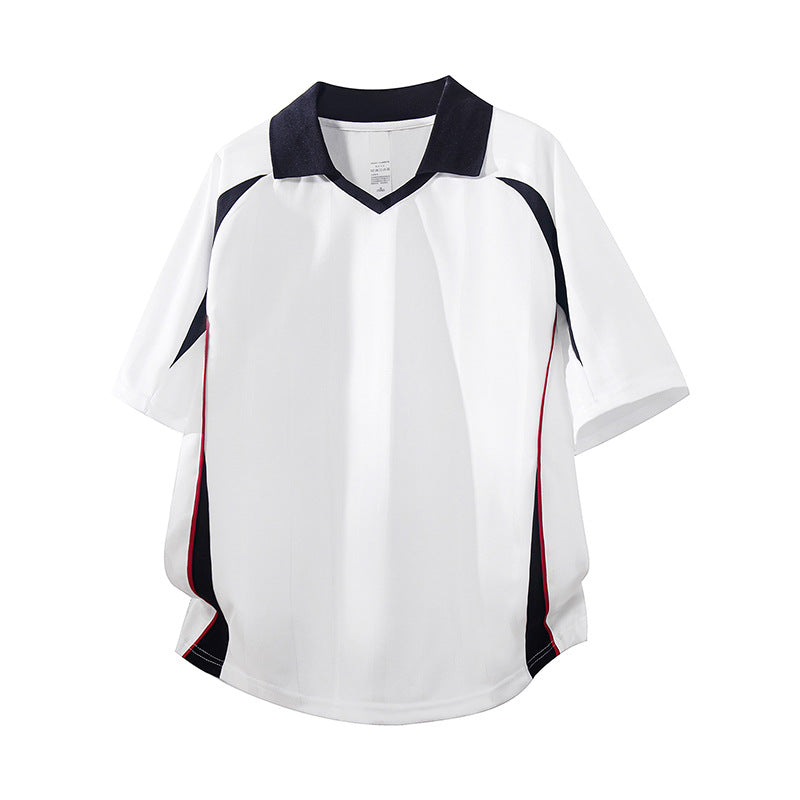 Herren Sportives Oversize-Poloshirt mit V-Ausschnitt, Kontrastpaspeln und atmungsaktivem Material Drune