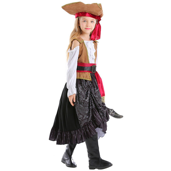 Mädchen Piratenkostüm mit authentischen Accessoires und schwingendem Rock Drune