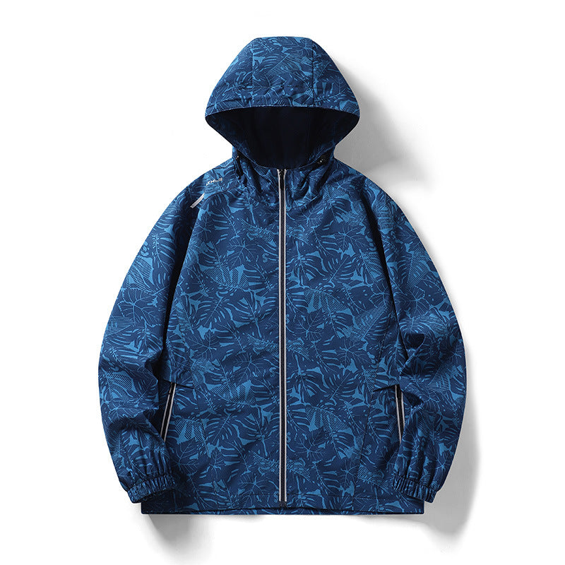 Herren Leichte Outdoor-Jacke mit Kapuze und floralem Design Drune