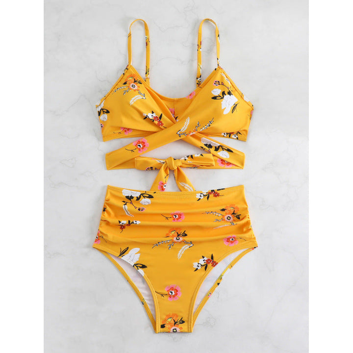 Damen Bikiniset mit hohem Bund und geknotetem Oberteil Drune