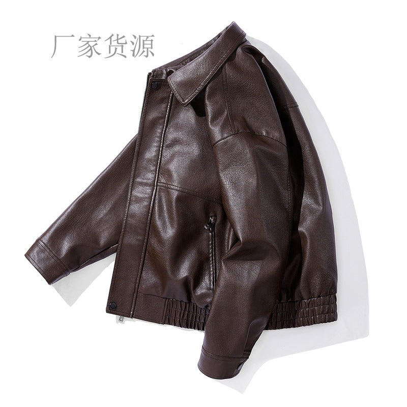 Herren Kunstlederjacke mit elastischem Bund Drune