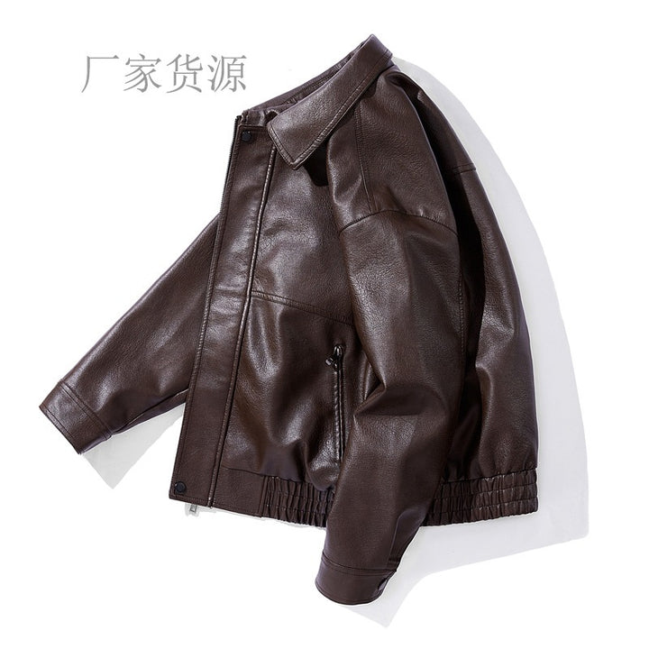 Herren Kunstlederjacke mit elastischem Bund Drune