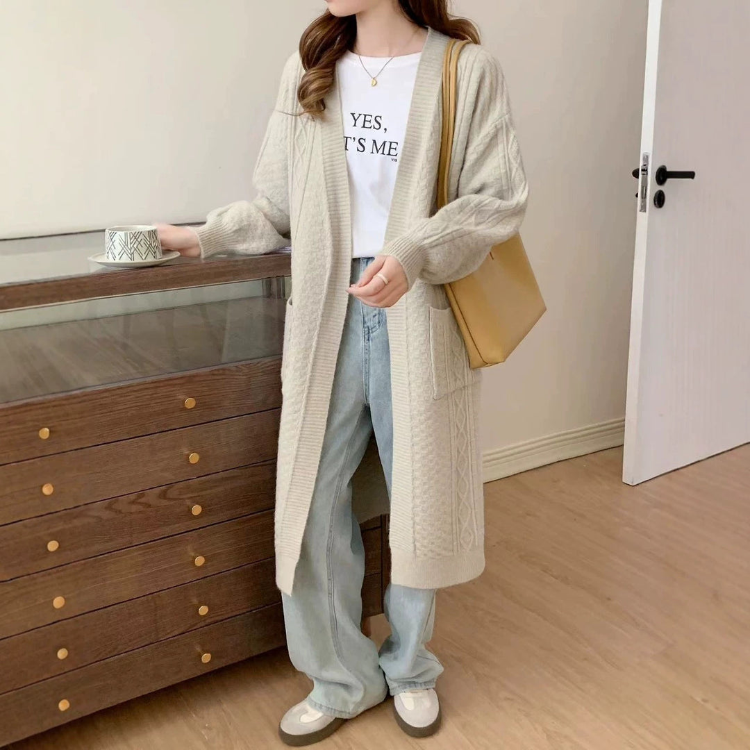 Damen Kuschelige Strickjacke mit Kabelmuster Drune