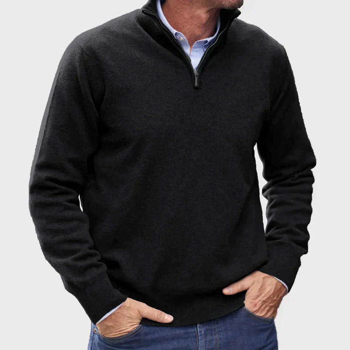 Herren Hochwertiger Strickpullover mit Stehkragen
