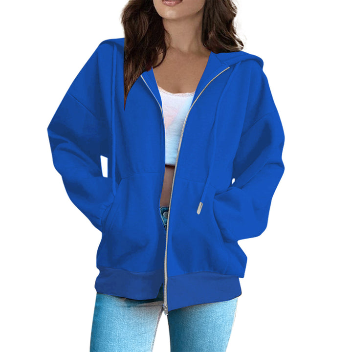 Damen nan oversized Kapuzenjacke mit durchgehendem Reißverschluss, Kängurutaschen und weichem Innenfutter Drune