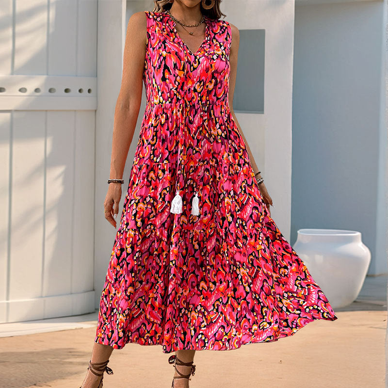 Damen Maxikleid mit Rüschendetails und floralem Muster Drune