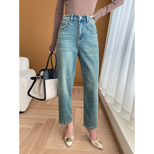 Damen Hochtaillierte Jeans im Vintage-Stil Drune