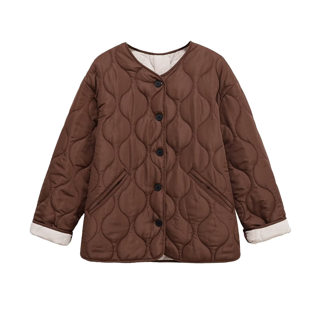 Damen Steppjacke mit modernen Knopfdetails Drune