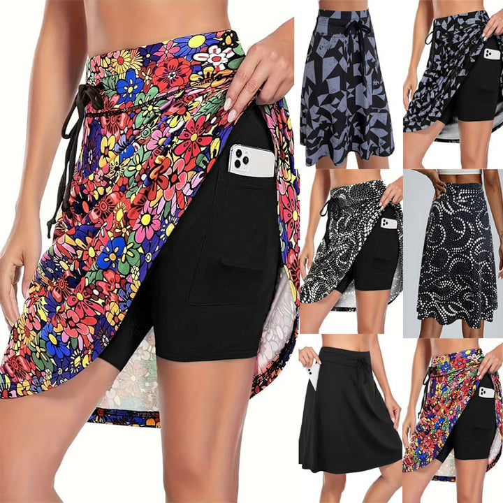 Damen funktionelle Strandshorts mit floralem Überwurf Drune