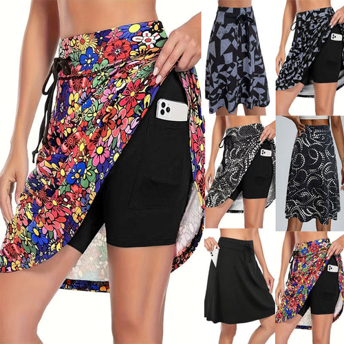 Damen funktionelle Strandshorts mit floralem Überwurf Drune