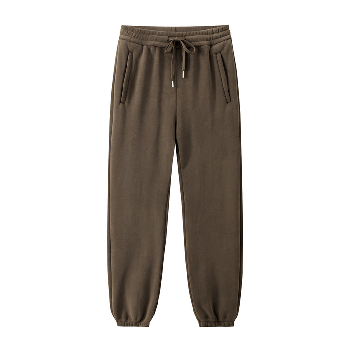 Herren Fleece-Jogginghose mit elastischem Bund, Kordelzug und gerippten Bündchen Drune