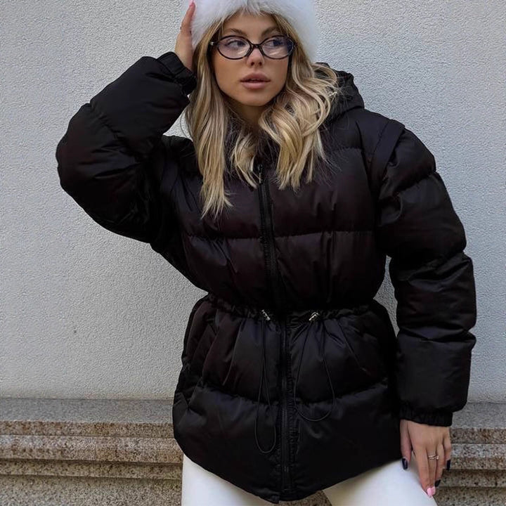 Damen Wattierte Kapuzen‑Steppjacke mit Taillen‑Kordelzug und Boxy‑Ärmeln Drune