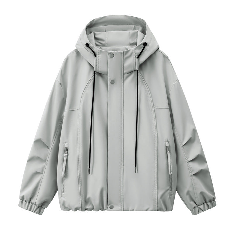 Herren Leichte Kapuzen-Utility-Übergangsjacke mit wasserabweisender Außenhülle und elastischem Saum Drune