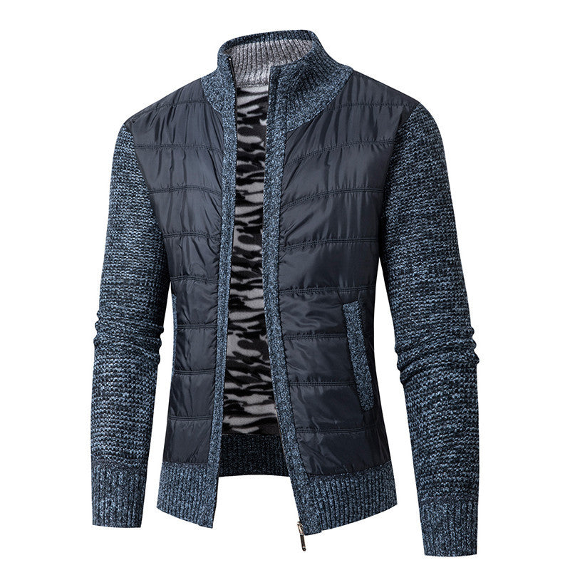 Herren Hybrid‑Strickjacke mit gesteppter Front und Stehkragen Drune