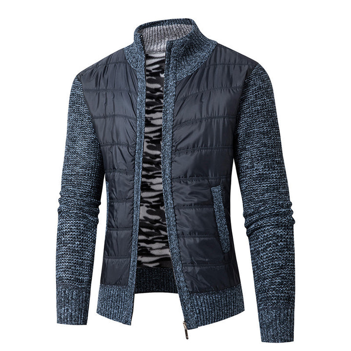 Herren Hybrid‑Strickjacke mit gesteppter Front und Stehkragen Drune