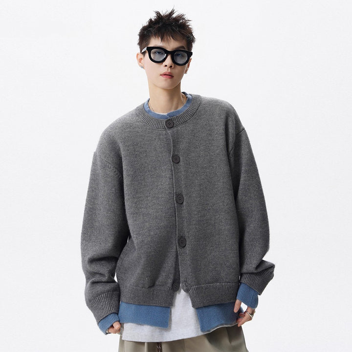 Damen Oversized Strickjacke mit Knopfleiste Drune