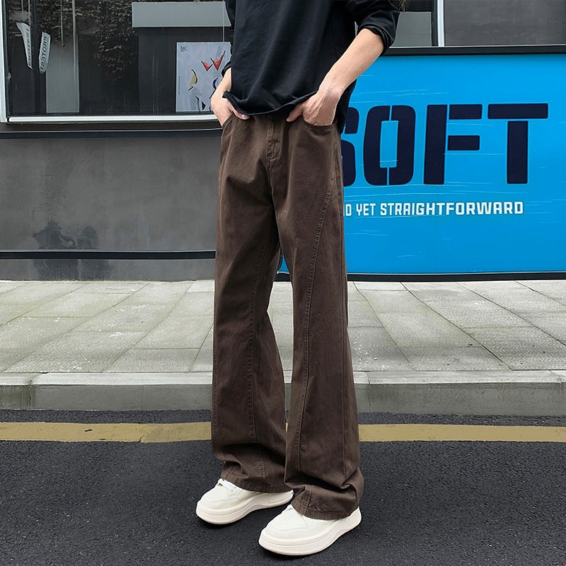 Herren Weit geschnittene Canvas-Hose mit extra weitem Bein und tiefem Schritt Drune