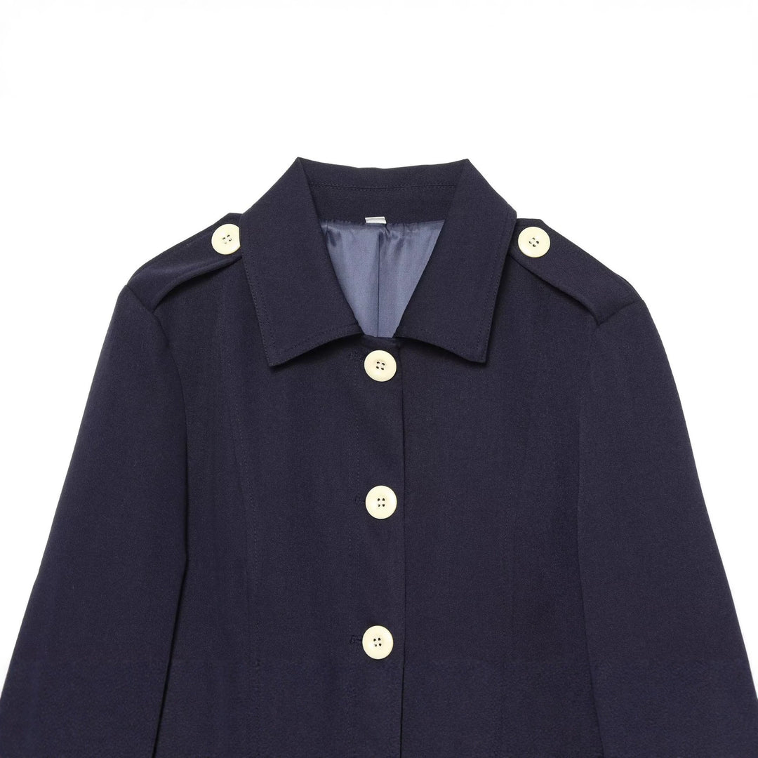 Damen kurze Feldjacke mit Knopfverschluss, aufgesetzten Taschen und Schulterklappen Drune