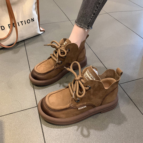 Damen nan modische Schnür-Ankleboots im Mokassin-Look mit weichem Veloursinnenfutter und stoßdämpfender Leichtsohle Drune