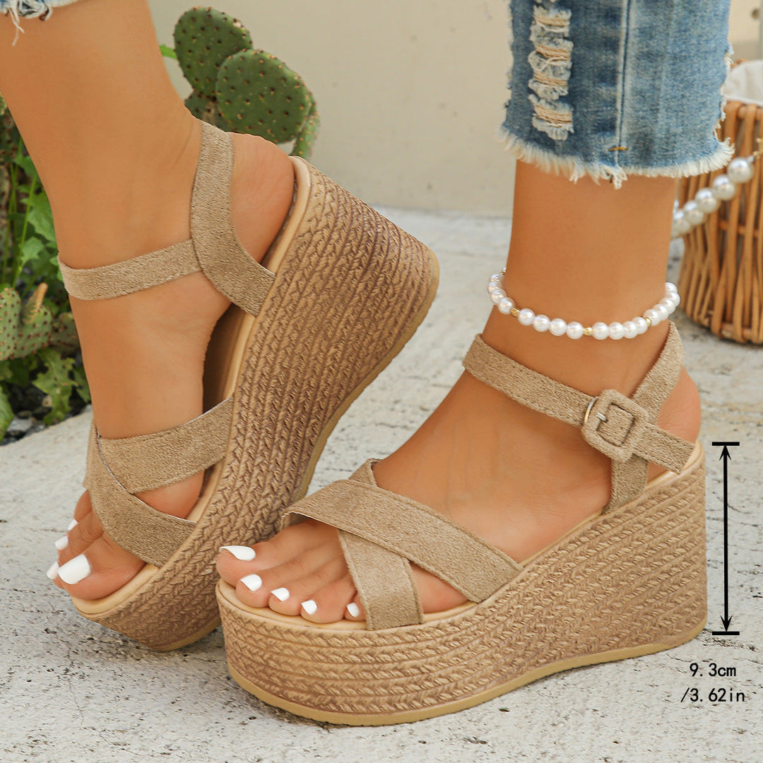 Damen elegante Plateau-Sandalen mit verstellbarem Riemen und komfortablem Fußbett Drune