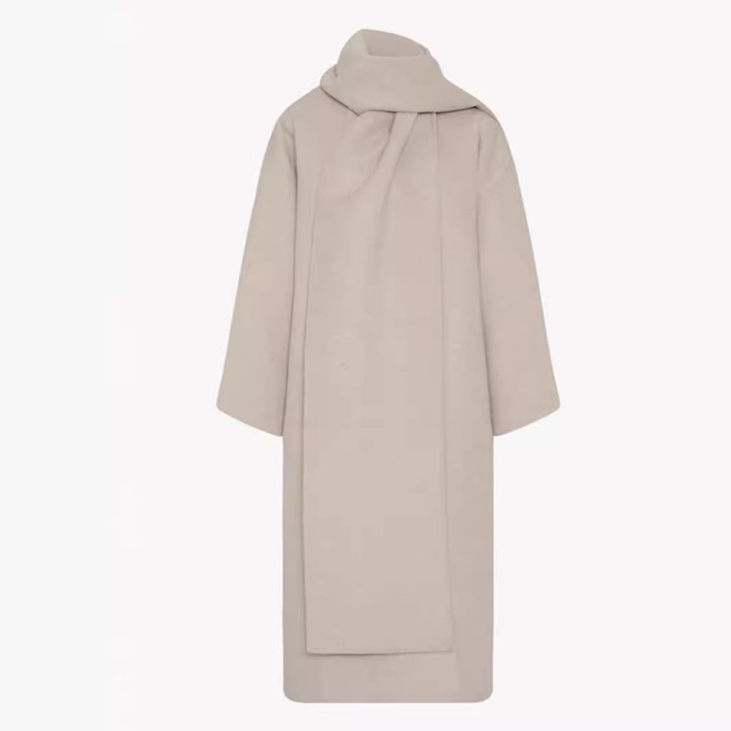 Damen Eleganter und zeitloser Wool-Poncho mit Schal Drune