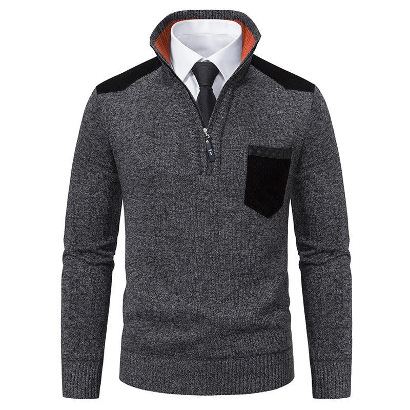 Herren modischer Pullover mit Stehkragen und praktischem Reißverschluss Drune