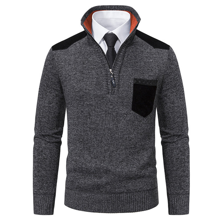 Herren modischer Pullover mit Stehkragen und praktischem Reißverschluss Drune