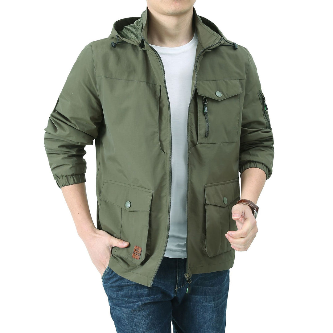 Herren Urban-Utility Fieldjacke mit Kapuze, Mehrfach‑Taschen und elastischen Bündchen Drune