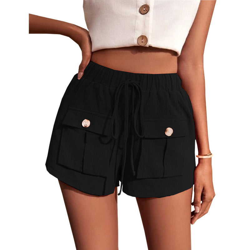 Damen lässige Shorts mit praktischen Taschen und komfortablem Kordelzug Drune