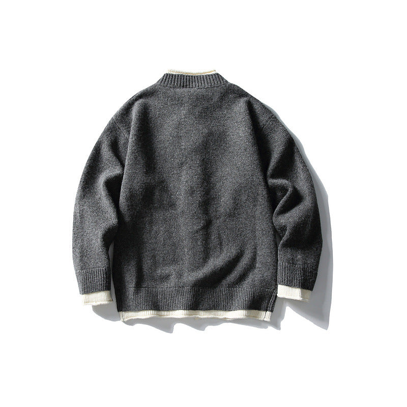 Unisex Boxy-Strickjacke mit kontrastbesetzten Kanten und Rippenabschlüssen Drune
