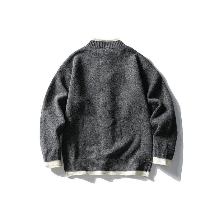 Unisex Boxy-Strickjacke mit kontrastbesetzten Kanten und Rippenabschlüssen Drune