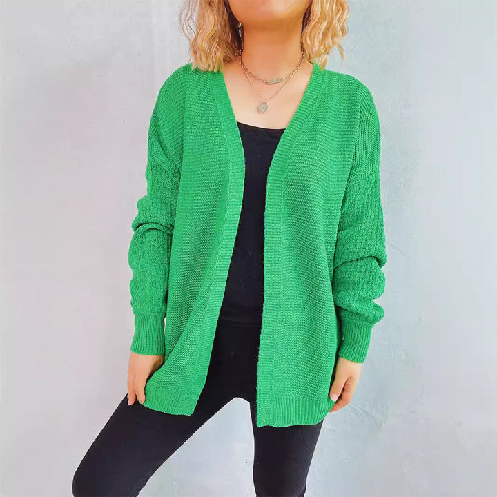 Damen Strickjacke mit strukturiertem Häkelmuster und offenen Vorderteilen Drune