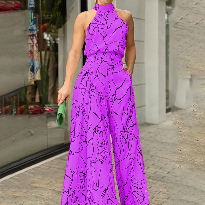 Damen Eleganter Longline Jumpsuit mit Stehkragen, Ballonärmeln und Seitentaschen Drune
