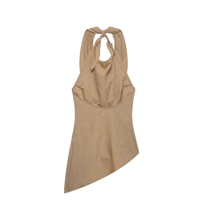 Damen Hochtaillierte Leinen-Mix Weite Hose mit Tunnelzug-Bund und Kordel-Saum Drune