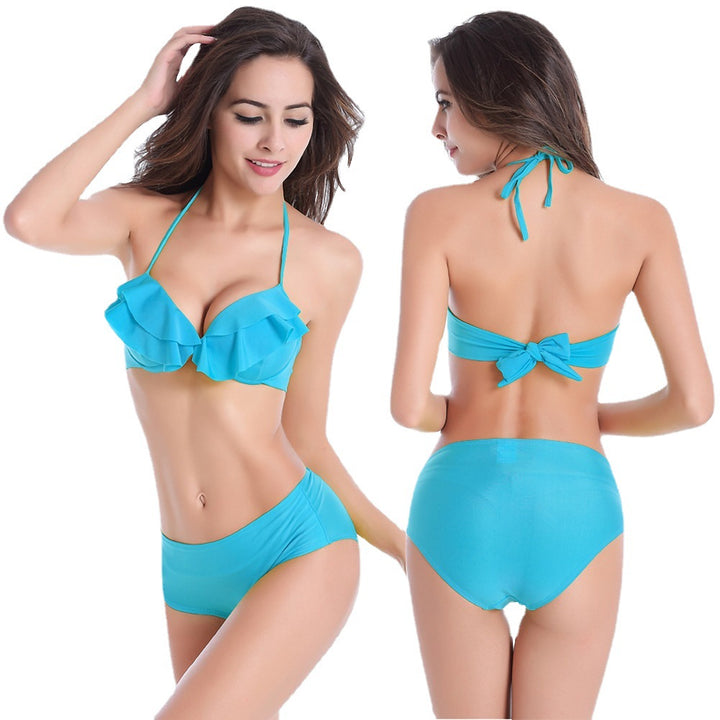 Damen Rüschen-Bikini-Set mit hochgeschnittenem Höschen Drune