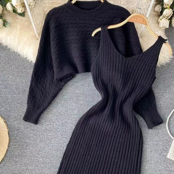 Damen Strickkleid- und Pullover-Set Drune