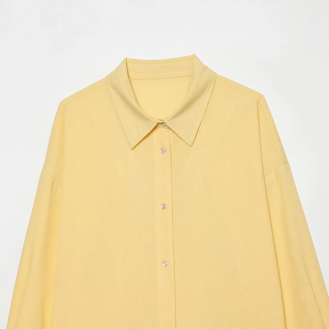 Damen Oversized Hemdbluse mit extra weitem Schnitt und spitzem Hemdkragen Drune