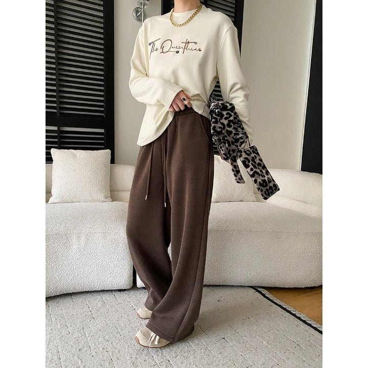 Damen lässige Sweatpants mit elastischem Bund und weitem Bein Drune