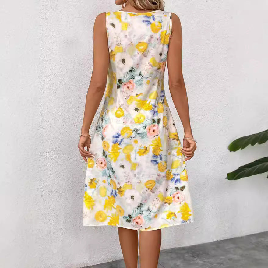 Damen Blumendesign Sommerkleid Drune
