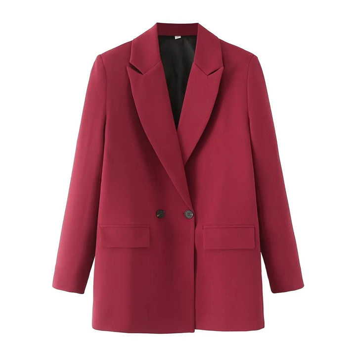 Damen Oversize Doppelreihiger Blazer mit fallendem Revers und weicher Innenfütterung Drune