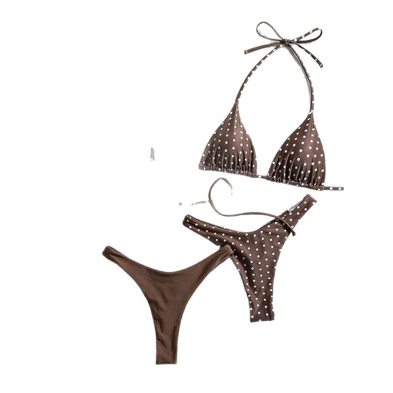 Damen Triangel-Bikini-Set mit verspieltem Punktedesign und elastischen Trägern Drune