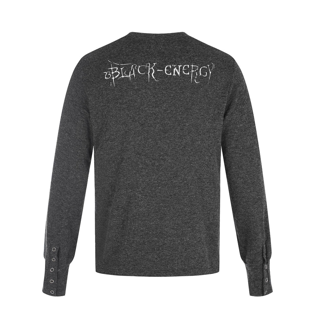 Herren Bedrucktes Langarm‑Henleyshirt aus weichem Jersey mit Druckknopfleiste Drune
